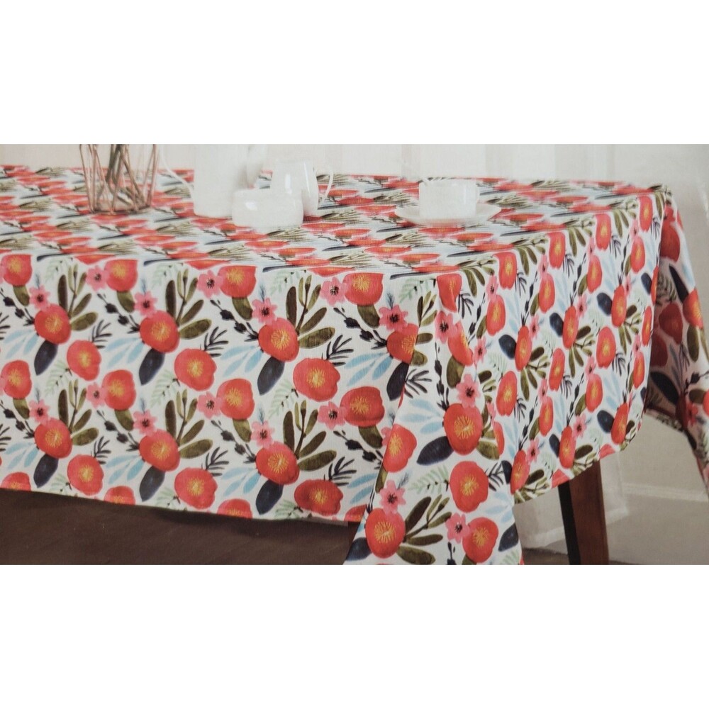 Fabric Linen Tablecloth 52"x104"Oblong (8-10 people) FLOWERS & LEAVES,BLOSSOM,AL